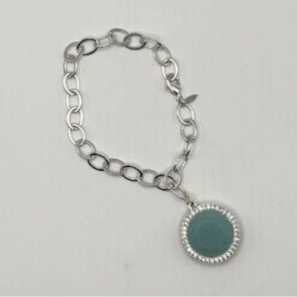 SAQ for Avon 1980s Vintage Necklace & Earring Set Silver tone w/ Aqua Blue - Picture 6 of 9